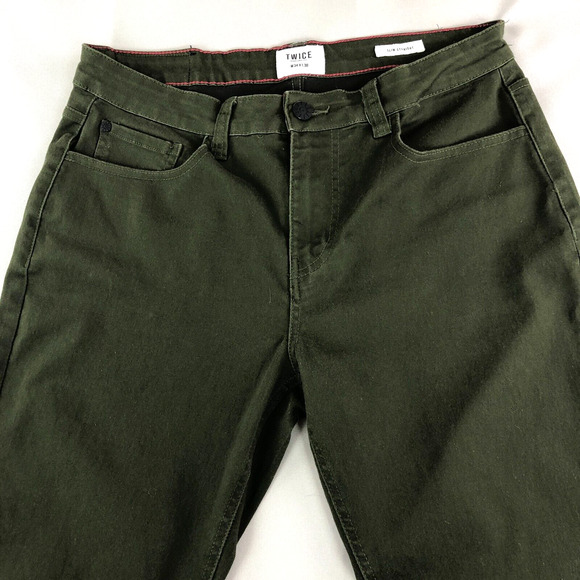 TWICE Jeans Mens 34x30 (Actual 32x28) Slim Straight Leg Dark Green Mid Rise - Picture 5 of 12